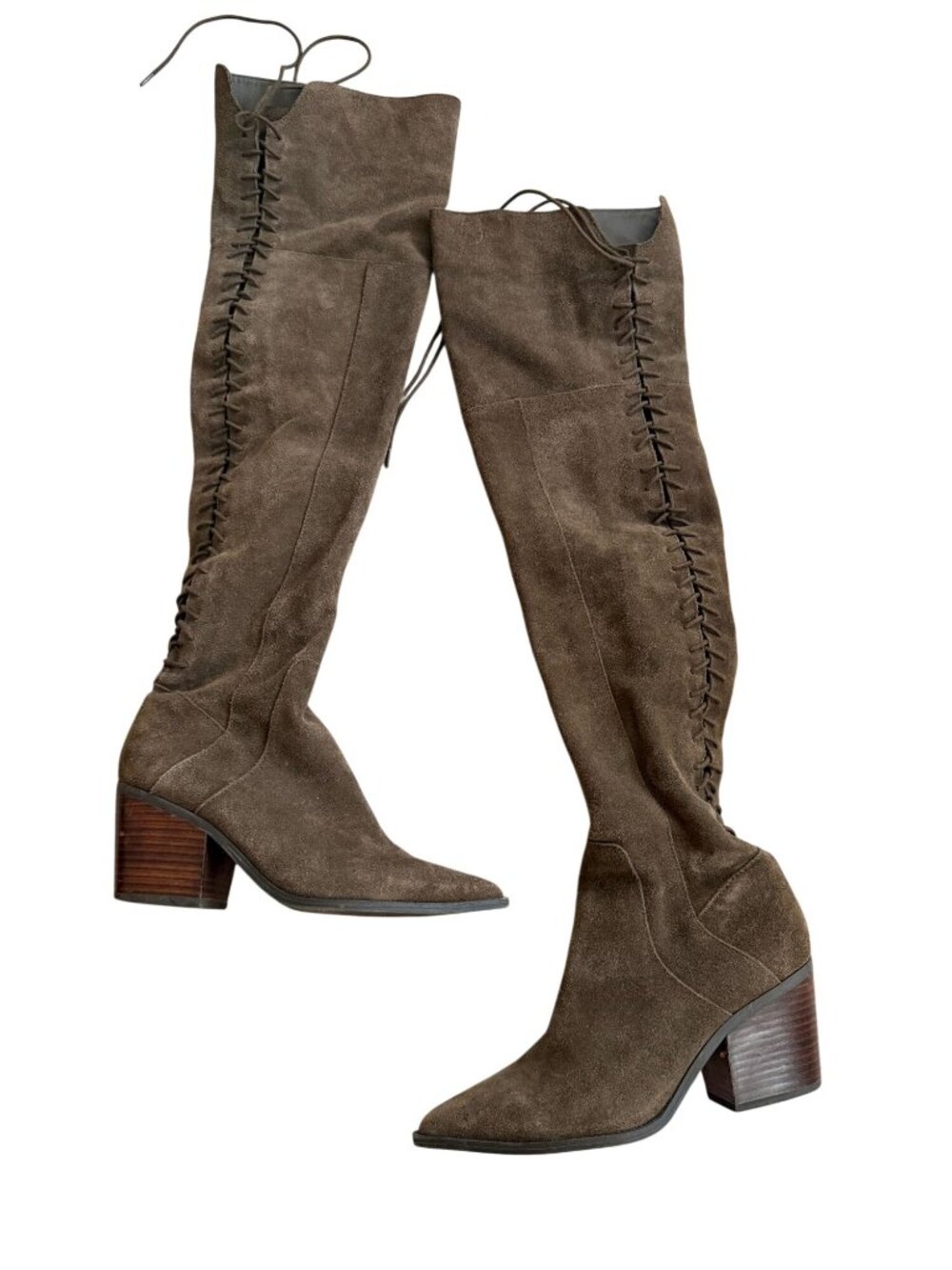 ALDO Brown Sueded Knee High Laceup Boots Size US 7 - Picture 7 of 8